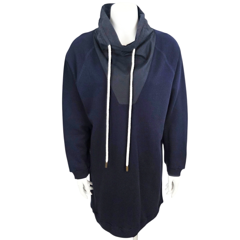 G. Label By Goop Henrietta Sweatshirt Dress Womens Medium Navy Blue Quiet Luxury - Picture 2 of 13